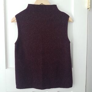 Esprit Funnel Neck Wool Blend Knit  Sweater Vest Speckled Maroon Sz XL